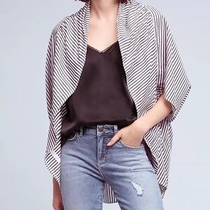 Anthropologie Black and White Striped Open Cardigan